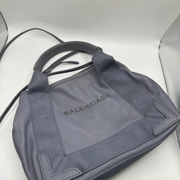 Balenciaga Blue Leather Tote Bag with Strap - Picture 1 of 8